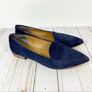 Everlane Modern Point Flat Navy Suede 7.5